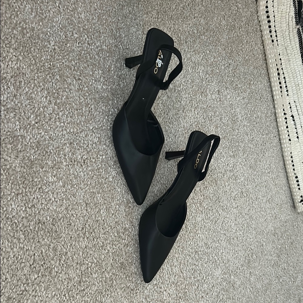 Aldo Black Slingback Heels with Pointed Toe